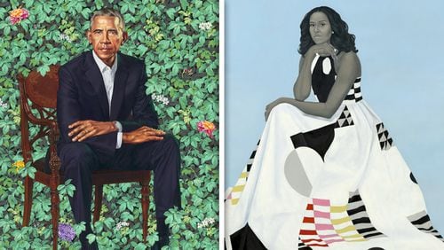 The official portraits of Barack Obama and Michelle Obama commissioned for the National Portrait Gallery, Smithsonian Institution, will go on a one-year national tour that will bring them to the High Museum of Art in atlanta in January, 2022. CONTRIBUTED:  NATIONAL PORTRAIT GALLERY/ASSOCIATED PRESS