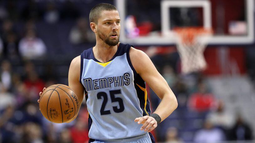 Chandler Parsons of the Memphis Grizzlies dribbles the ball against the Washington Wizards at Verizon Center on January 18, 2017 in Washington, DC.