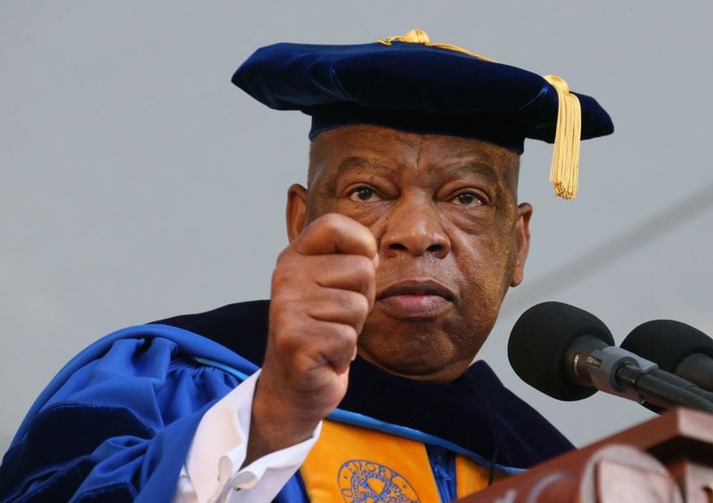 U.S. Rep. and Civil Rights leader John Lewis was the keynote speaker at Emory University's 2014 spring commencement, Emory's 169th. 15,000 people were expected to attend. BOB ANDRES / BANDRES@AJC.COM