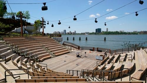 FILE - The amphitheater at Little Island appears in New York on May 18, 2021. The 700-seat amphitheater will open June 6 with Twyla Tharp’s “How Long Blues” in the choreographer’s first full-length work in a decade. (AP Photo/Kathy Willens, File)
