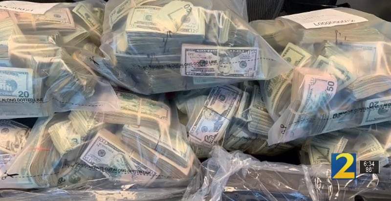 This is a photo of the $1.5 million in cash that was seized in Atlanta during a drug bust.