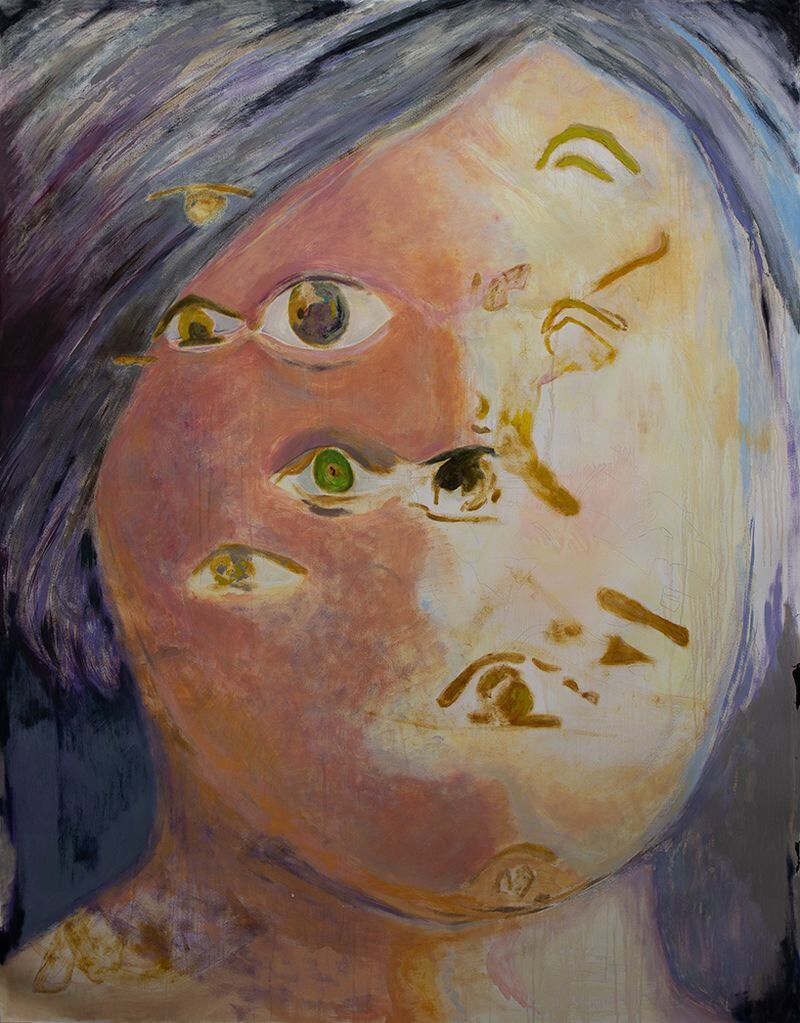 "Nine Eyes," (2021) oil on paper by Mark Leibert. 
Courtesy of Sandler Hudson Gallery