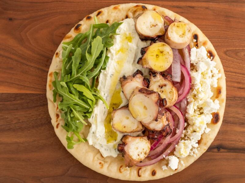 Kyma's wood-grilled octopus is among the pita filling options on the Lamb Shack menu. Courtesy of Lamb Shack