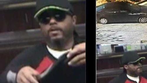 Surveillance photos show the man who robbed an Alpharetta bank Monday.