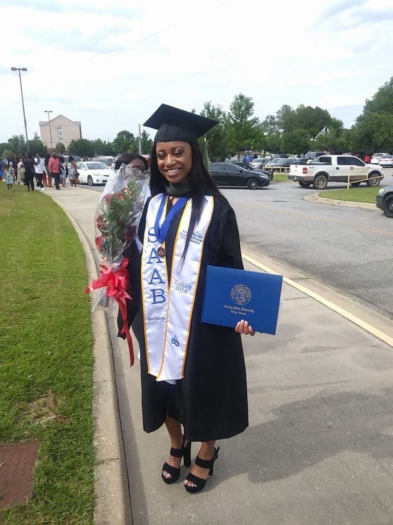 Erica Parham credits MLK Peer Essence with helping her stay on track to attend college. She graduated May 5 from Albany State University. CONTRIBUTED