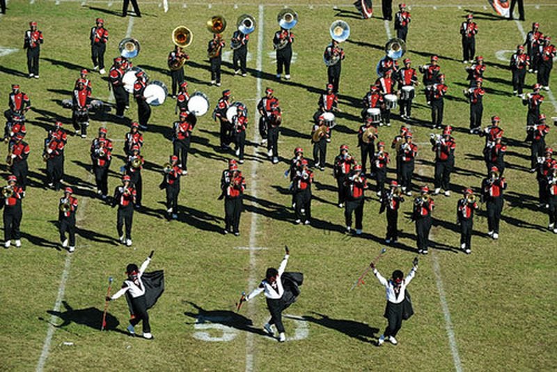 Is there a future Heavy Hitter (or two, or three) in there somewhere? This file photo shows Tri-Cities High School marching band taking the field at Herndon Stadium during a past Metro Atlanta Battle of the Bands.The East Point high school sends many drummers to the Atlanta Braves elite drumline.