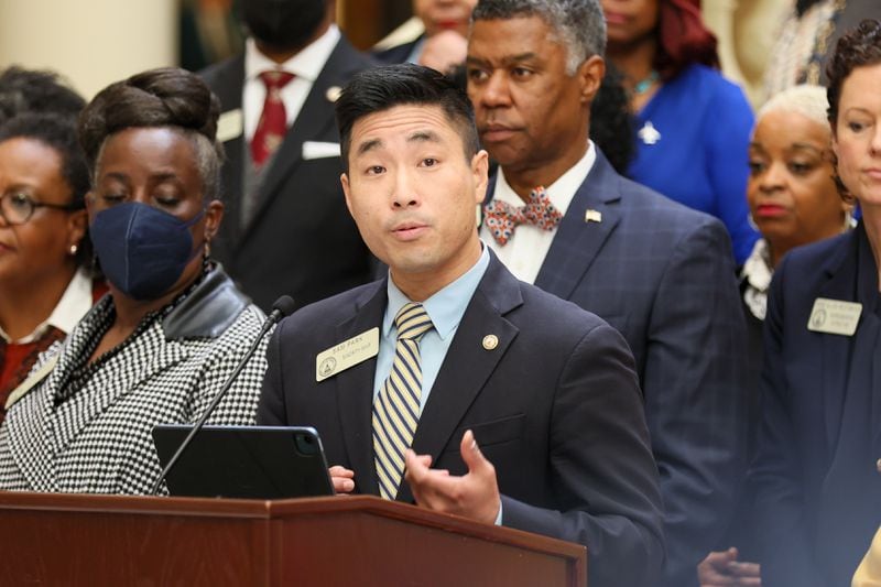 State Rep. Sam Park responds to the State of the State speech at the Capitol in Atlanta on Wednesday, January 25, 2023. (Arvin Temkar / arvin.temkar@ajc.com)