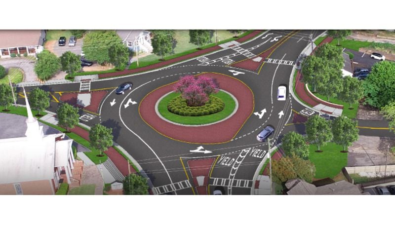 The $50 million Gateway project widens Atlanta Street to four lanes. One of three roundabouts in the Gateway project would be located at the Atlanta Street and Jones Drive intersection.