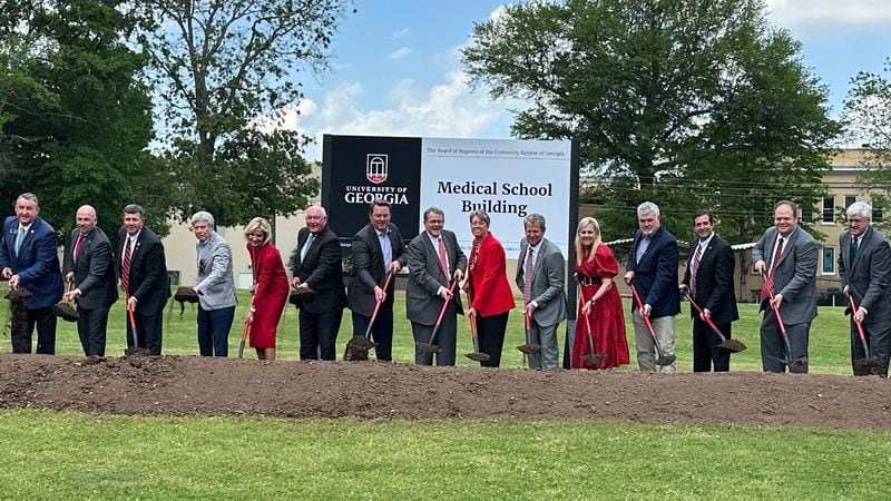 Officials gathered for the ceremonial groundbreaking for the School of Medicine at the University of Georgia in Athens on Friday.