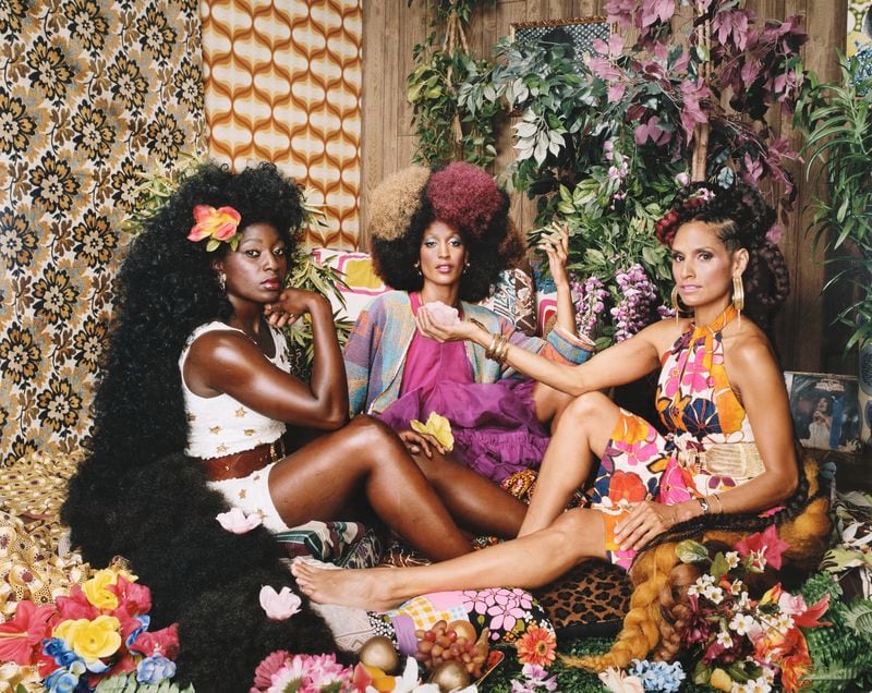 Visual artist Mickalene Thomas is one of 100 photos in the new High Museum of Art exhibition, "Underexposed: Women Photographers from the Collection." "Les Trois Femmes Deux," by Thomas is pictured here.