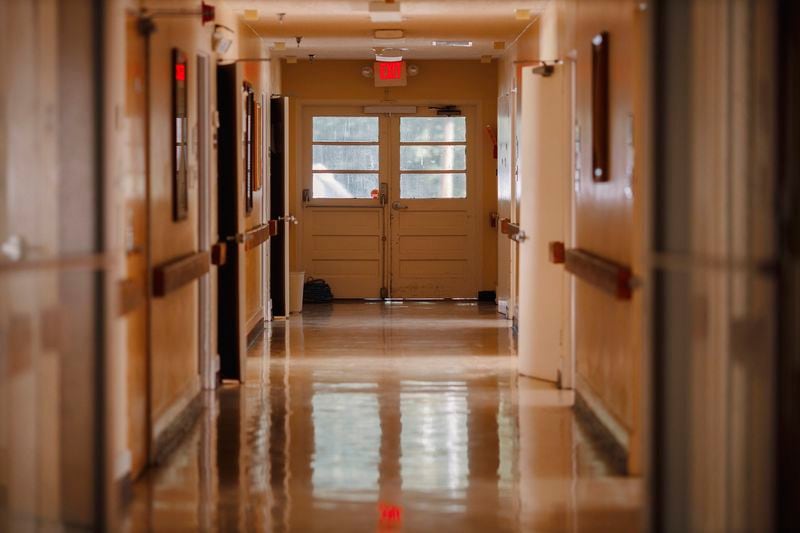 A hallway in the now-closed Gray Health and Rehabilitation nursing home in Gray, Georgia. (Melissa Golden/Redux, special to ProPublica)