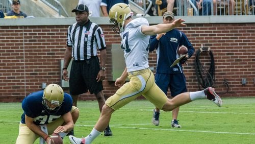 Georgia Tech kicker Harrison Butker wants to improve dramatically on his freshman season. Also, he's been growing out a beard since last winter. "My mom doesn't really like it, but she's getting used to it, I guess," he said. (Georgia Tech/Danny Karnik)