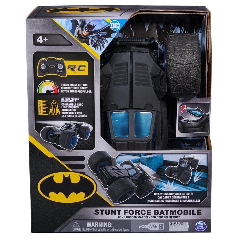 A remote-controlled Batmobile can zoom across multiple surfaces to pick up Batman or foil an escape.
(Courtesy of Spin Master)