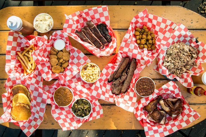 A full array of meats and sides at B’s Cracklin’ Barbecue in Riverside. CONTRIBUTED BY MIA YAKEL