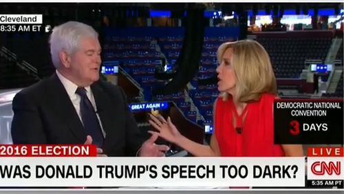 Newt Gingrich on CNN talking about crime statistics: "The current view is that liberals have a whole set of statistics which theoretically may be right, but it’s not where human beings are. People are frightened.”