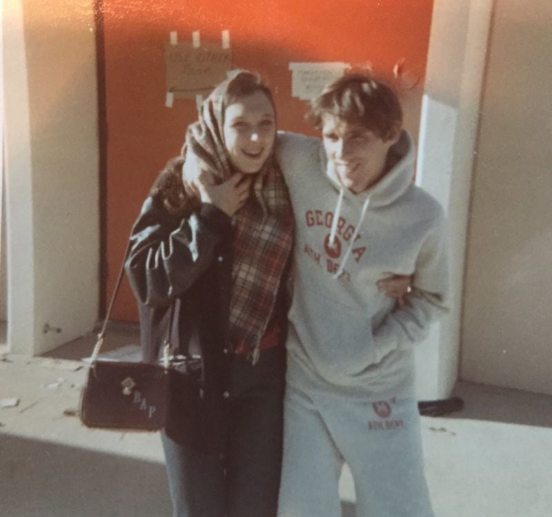 A photo of Georgia Tech coach Geoff Collins' father Billy Collins, likely taken during Billy's freshman year at Georgia in the 1970-71 academic year. He is in the photo with Geoff Collins' mother Barbara Vlass (then Barbara Phillips). (Courtesy Geoff Collins)