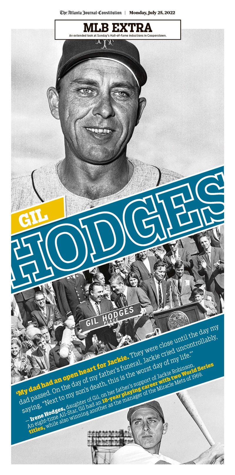Gil Hodges page as part of expanded coverage of the Baseball Hall of Fame ceremony in Monday’s ePaper