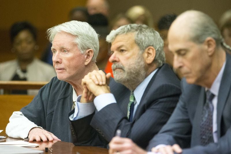 Claud “Tex” McIver (left) sits with his attorneys, Don Samuel (center) and Bruce Harvey (right) after being sentenced to life in prison with the possibility of parole in front of Fulton County Chief Judge Robert McBurney at the Fulton County courthouse in Atlanta, Wednesday, May 23, 2018. ALYSSA POINTER/ATLANTA JOURNAL-CONSTITUTION