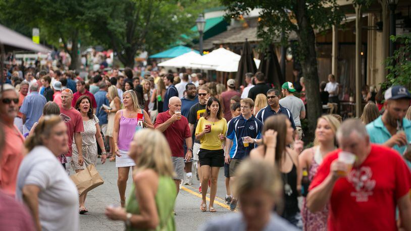 Canton Street is shut down for pedestrians during the Alive In Roswell every 3rd Thursday from April to October. PHOTO / JASON GETZ