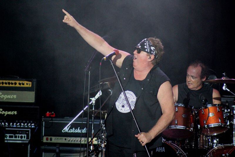 Loverboy singer Mike Reno makes a point. Photo: Melissa Ruggieri/AJC