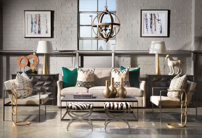 Stanton’s store offers an ever-changing mix of furniture, lighting and accessories, including: the C R Laine Marcoux Sofa ($3,494); custom pillows ($138-$219); Aerin Lauder gold lamps ($357 each); Marx tufted chairs ($966 each); and Lee Industries zebra ottomans ($819 each). Contributed by Jeff Roffman Photography