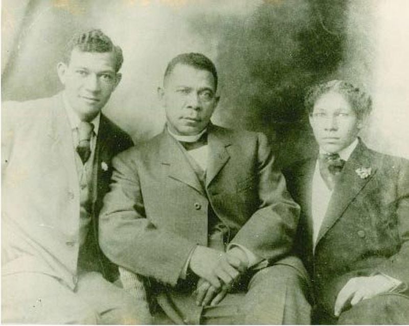 In 1895, Booker T. Washington, shown here with sons Booker Jr. and Ernest, gave a famous speech in Atlanta at the Cotton States and International Exposition.
