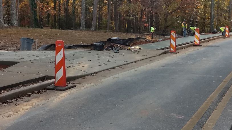 Sidewalks on Whitehead Road in Sugar Hill are nearly complete. (Courtesy City of Sugar Hill)