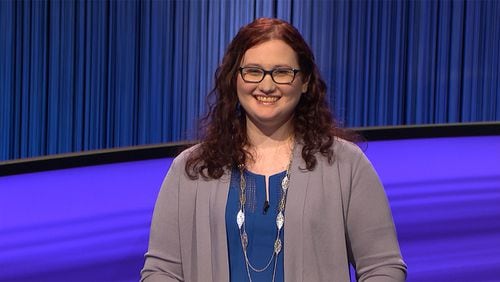 Danielle Maurer, a marketing manager from Peachtree Corners, shared this image from her "Jeopardy!" victory appearance on her blog. Photo courtesy of Jeopardy Productions Inc.