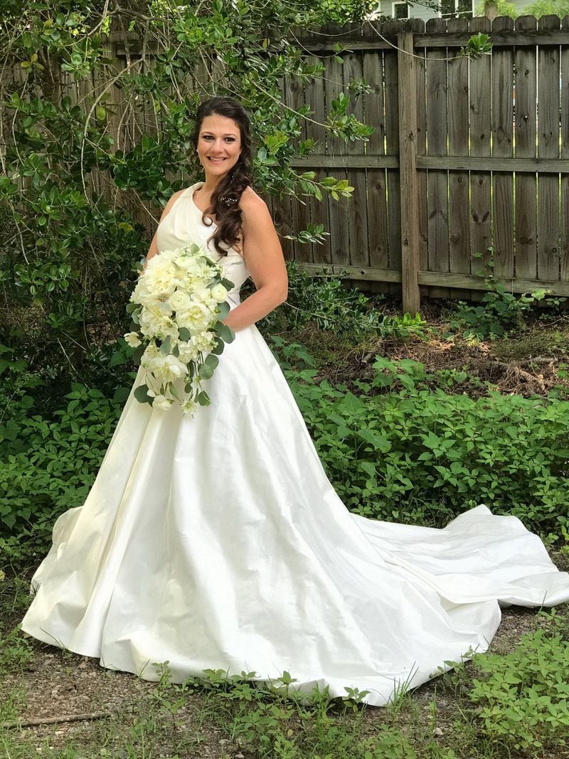 Christina Lenahan was down to 158 pounds when this photo was taken on her wedding day in May.