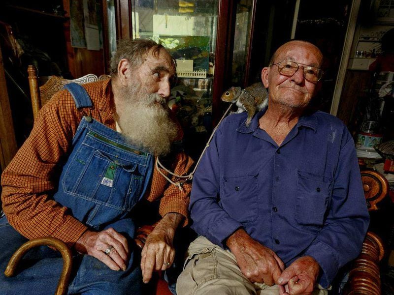 Herbert "Cowboy" Coward, who died in January, 2024 in a car accident, with his friend Billy Redden in 2023. Both appeared in the 1972 film "Deliverance." KIP RAMEY