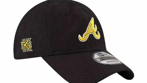 This Kennesaw State University-themed Braves hat comes with some tickets purchased for the June 9 KSU Night game, part of the Atlanta Braves University Days series.