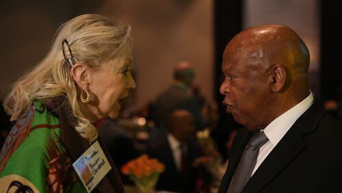 Amanda Brown Olmstead was among the many supporters greeting US Rep. John Lewis at the Monday Heritage celebration. Photo: Henry Taylor