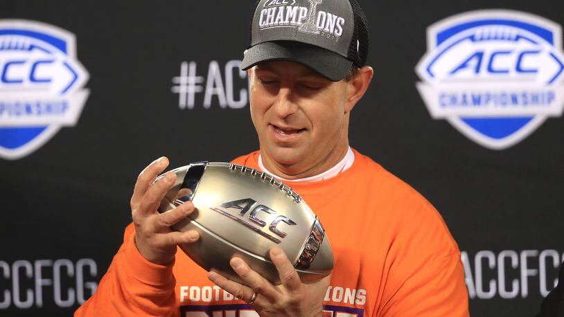 Clemson head coach Dabo Swinney has all the ACC and  a good portion of college football in the palm of his hand. (Photo by Streeter Lecka/Getty Images)