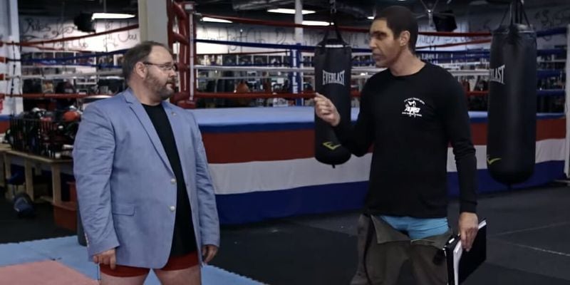 State Rep. Jason Spencer and his “security coach” Sacha Baron Cohen. (Photo: Showtime)