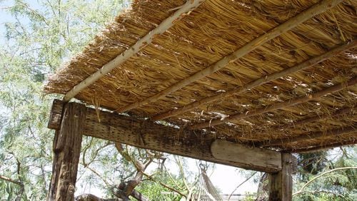 This simple method of creating shade is to lay fencing over the top rafters and wire palm fronds or brush securely against wind. (Handout/TNS)