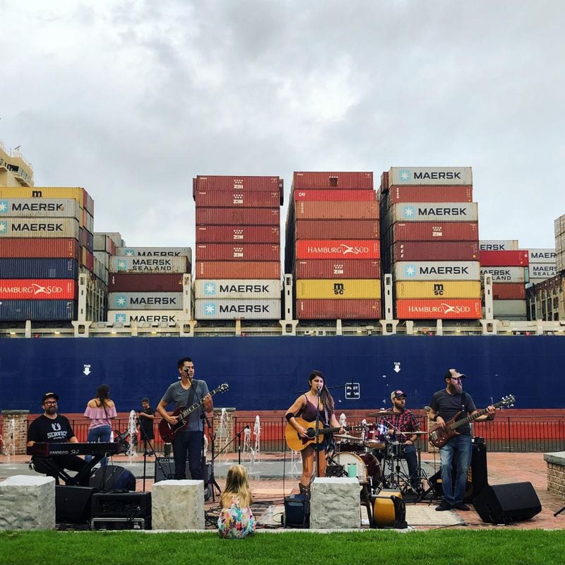 Lyn Avenue performs on the Savannah River at the new Plant Riverside District.