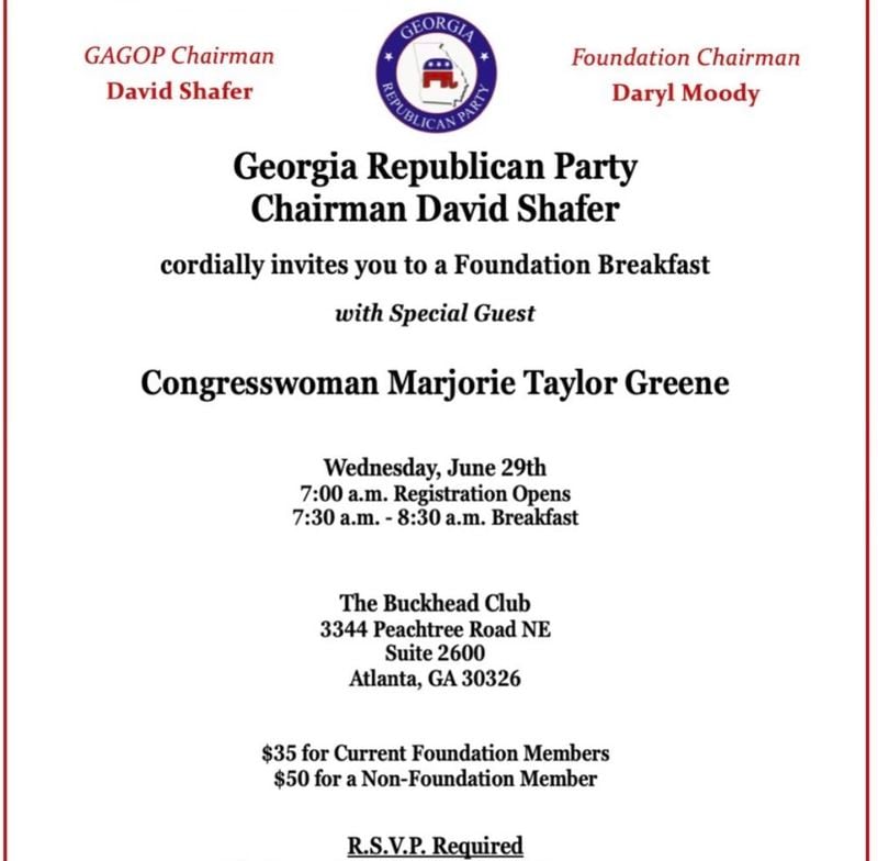 Georgia GOP invite 