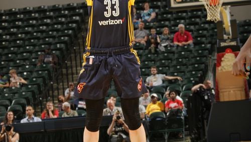 INDIANAPOLIS, IN - MAY 1:  Maggie Lucas #33 of Indiana Fever shoots the ball against the Dallas Wings during a preseason game on May 1, 2016 at Bankers Life Fieldhouse in Indianapolis, Indiana. NOTE TO USER: User expressly acknowledges and agrees that, by downloading and or using this Photograph, user is consenting to the terms and conditions of the Getty Images License Agreement. Mandatory Copyright Notice: Copyright 2016 NBAE (Photo by Ron Hoskins/NBAE via Getty Images)