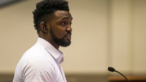 Tristan King, a father of a kindergartner who was left off the school bus three times asks the Gwinnett County Board of Education to fire the principal and others for negligence. He also demanded a written apology from the school district.  (ALYSSA POINTER/ALYSSA.POINTER@AJC.COM)