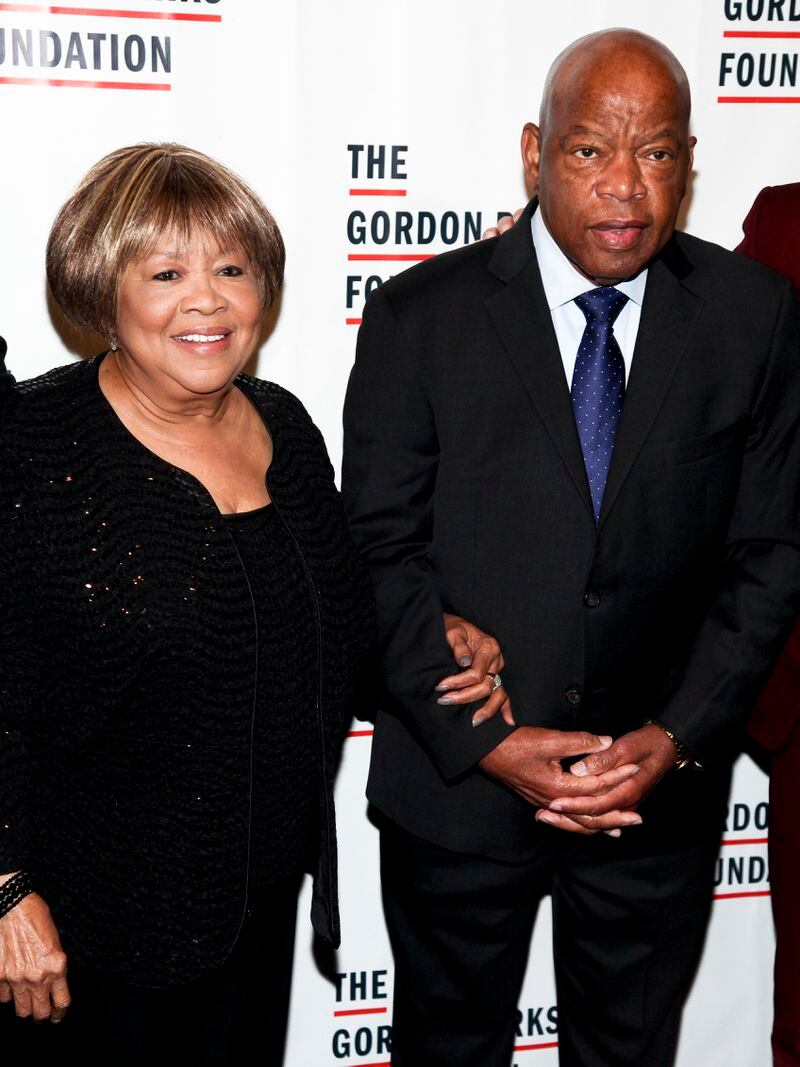 Mavis Staples, left, and John Lewis, right, attend the The Gordon Parks Foundation Annual Awards Dinner and Auction at Cipriani 42nd Street on Tuesday, June 6, 2017, in New York. (Photo by Andy Kropa/Invision/AP)