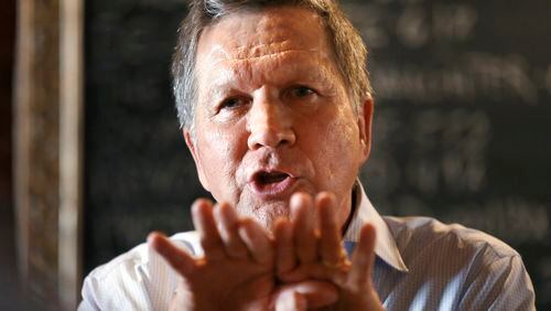 Republican Ohio Gov. John Kasich speaks to an audience at a restaurant last week in Nashua, N.H. Kasich, a two-term Ohio governor and former member of the U.S. House, is one of the lesser-known Republicans considering a White House bid. AP/Steven Senne