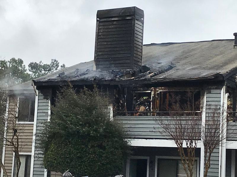 Ten units were damaged or affected by an apartment fire Wednesday in Cobb County. (Credit: Channel 2 Action News)
