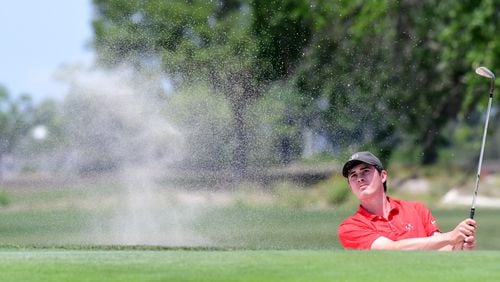 Georgia's Davis Thompson exits a bunker during play in this year's SEC Golf Championships.