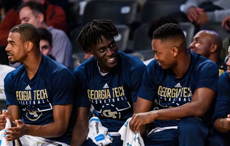 Georgia Tech forward Abdoulaye Gueye (middle) developed a close friendship with forward Sylevester Ogbonda. “I would say, if it was not for him, I don’t know if I would be here still,” Gueye said of Ogbonda. (Danny Karnik/Georgia Tech Athletics)