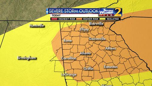 Heavy rain, strong winds and hail are possible Monday afternoon.