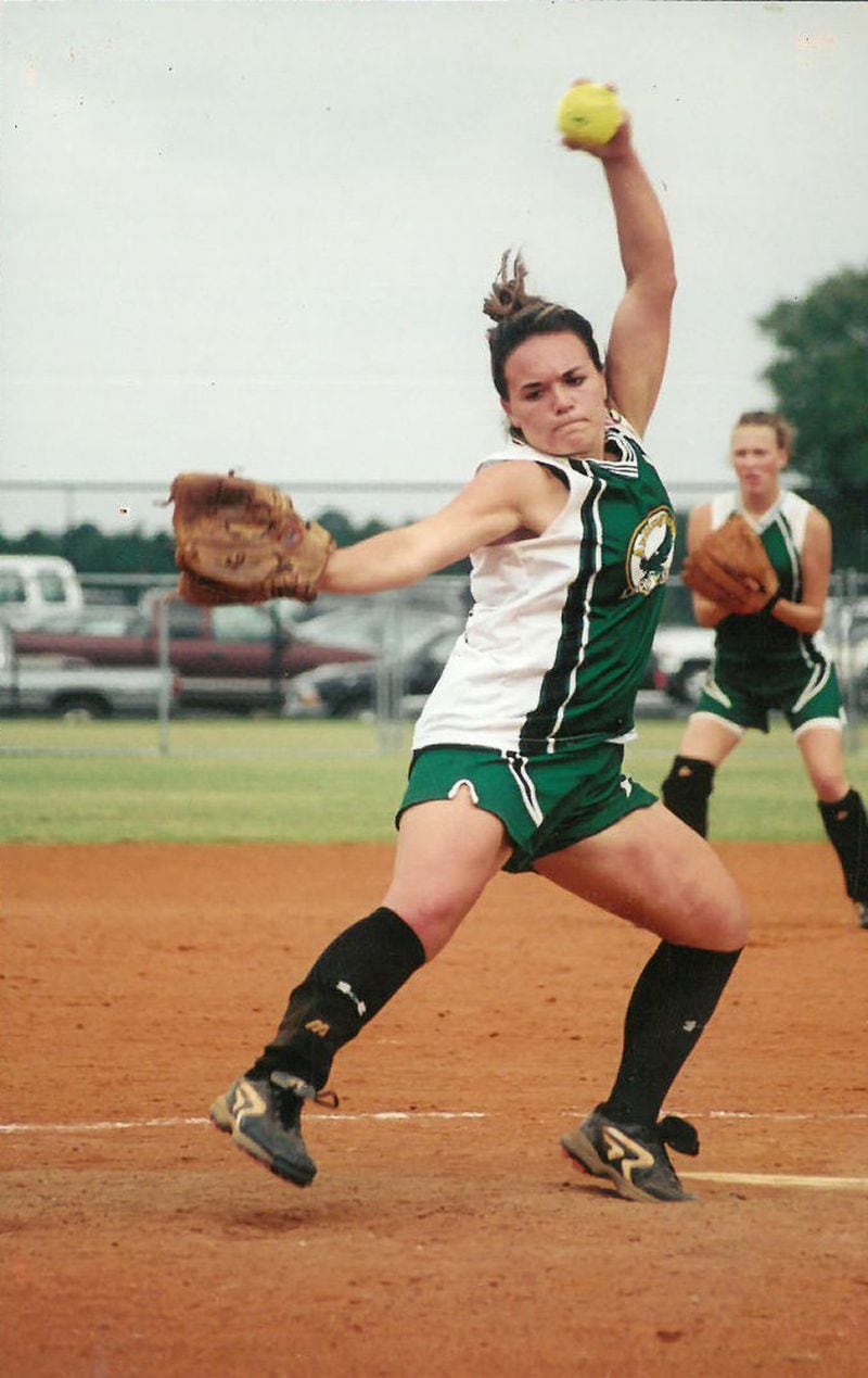 Katie, here in the 11th grade, was a pitcher on her high school softball team. CONTRIBUTED