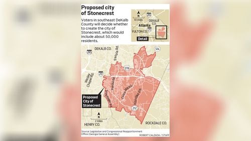 The city of Stonecrest will cover the southeastern corner of DeKalb County if approved by voters in November.