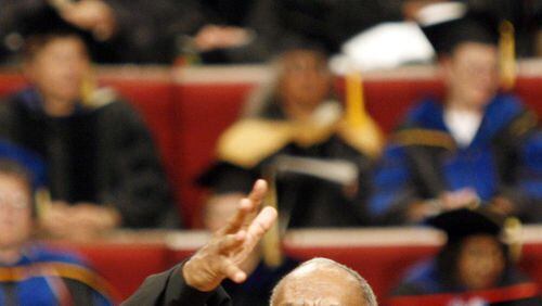 Bill Cosby addresses students at Spelman College’s 119th commencement exercise in 2006. (ALLEN SULLIVAN/Special)Cosby and his wife Camille gave Spelman a $20 million gift in the late 1980s. (ALLEN SULLIVAN/Special)