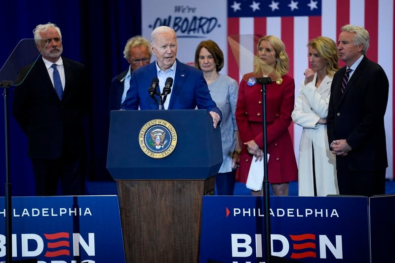 President Joe Biden speaks during a campaign event in Philadelphia, Thursday, April 18, 2024. (AP Photo/Matt Rourke)
