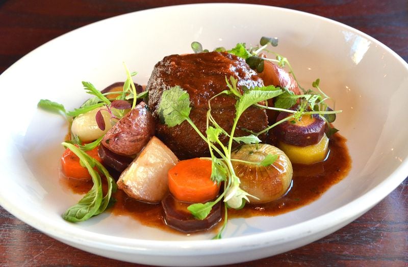 "Meat + Potatoes" of braised short rib, onions, carrots, potatoes and pot roast juat The Shed. / (Chris Hunt/Special)